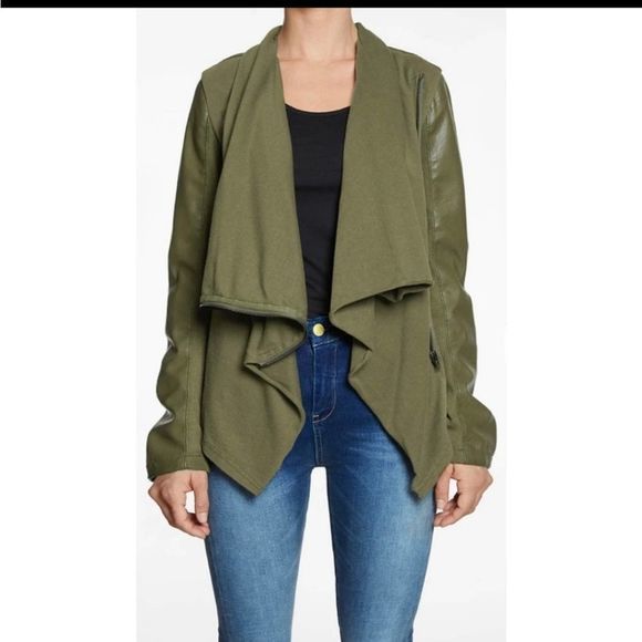 BlankNYC Olive Private‎ Practice Mixed Draped Coat - Picture 2 of 11